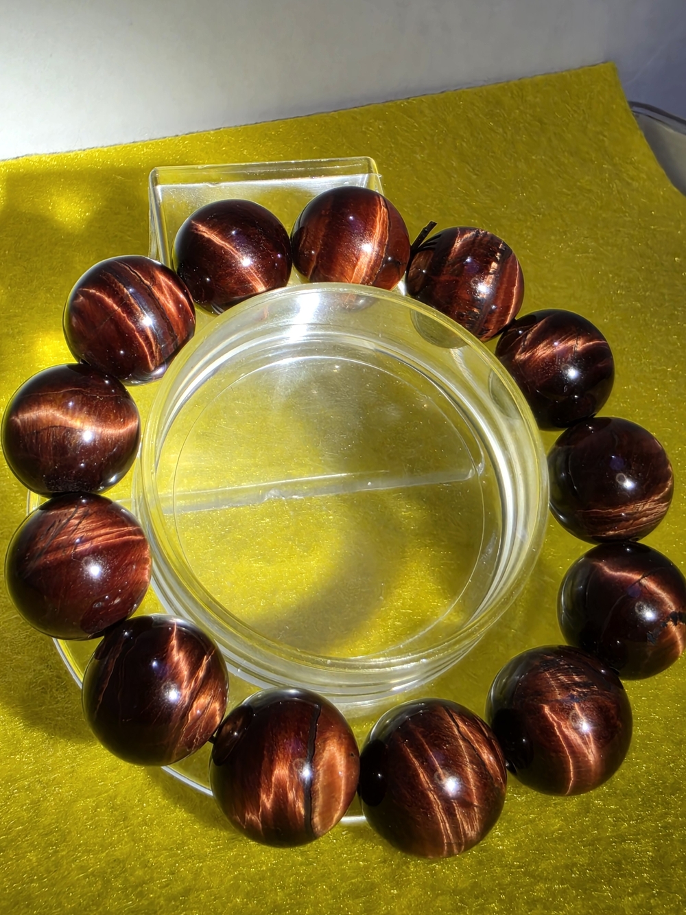 Red Tiger Eye Bead Stretch Bracelet - Unbranded
